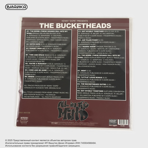 Виниловая пластинка The Bucketheads Kenny "Dope" Gonzalez - All In The Mind (2LP) Translucent Green