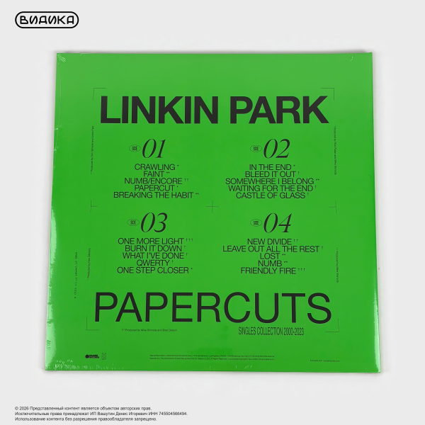 Виниловая пластинка США Linkin Park - Papercuts (2LP)