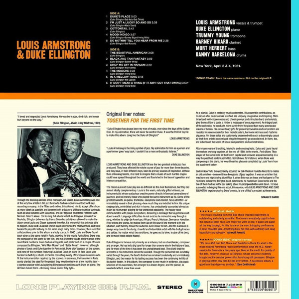 Виниловая пластинка Louis Armstrong & Duke Ellington - Great Summit (colLP) синий винил