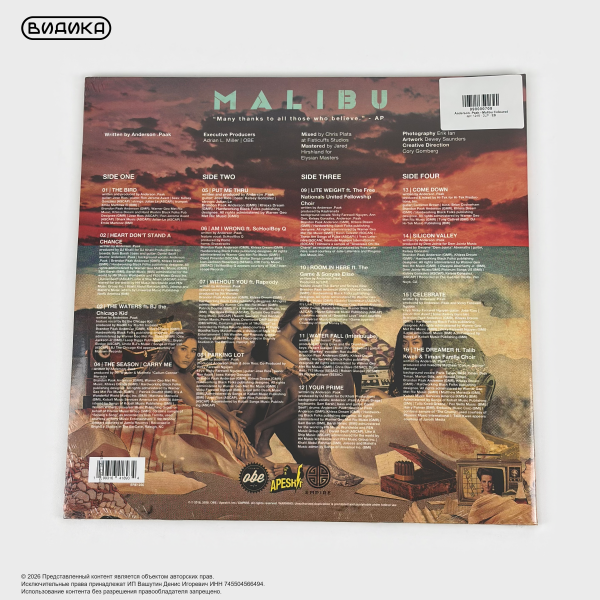 Виниловая пластинка Anderson .Paak - Malibu (2LP) Sea Floor