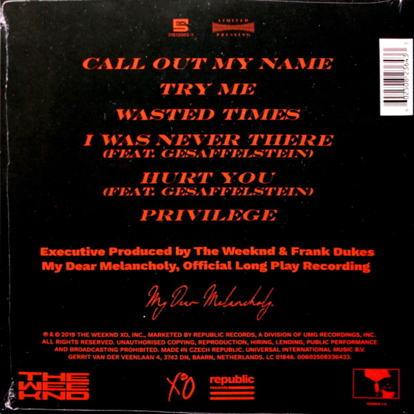 Виниловая пластинка The Weeknd - My Dear Melancholy (LP) RSD2020